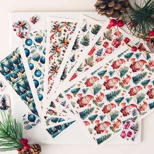 Christmas Soft Clay Transfer Paper Cartoon Holly Leaf Santa Claus Clay Transfer Water-Soluble Sticker Hand Tools