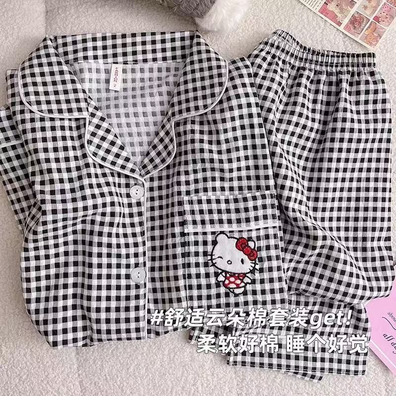 Comercio exterior transfronterizo taiwan chat en vivo primavera y otoño dulce dibujos animados nubes de algodón pantalones de manga larga pijamas en stock