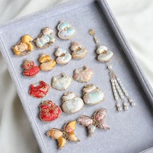 国风仿宋锦葫芦挂饰古风手工非遗仿宋锦配件DIY半成品宋锦配饰