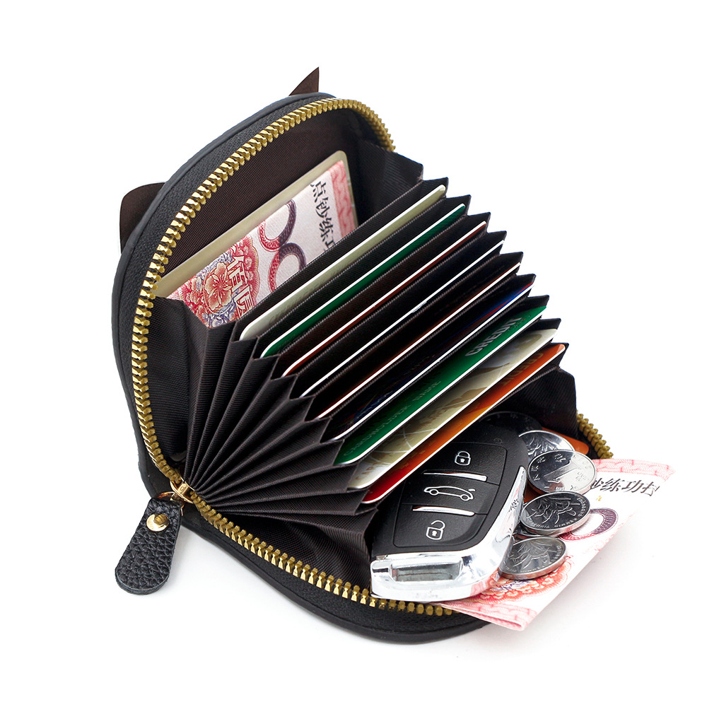 Nuevo bolso de tarjetas encantador pequeño zorro de cuero con cremallera bolso de tarjetas de órgano bolso de cambio bolso de monedas de múltiples tarjetas