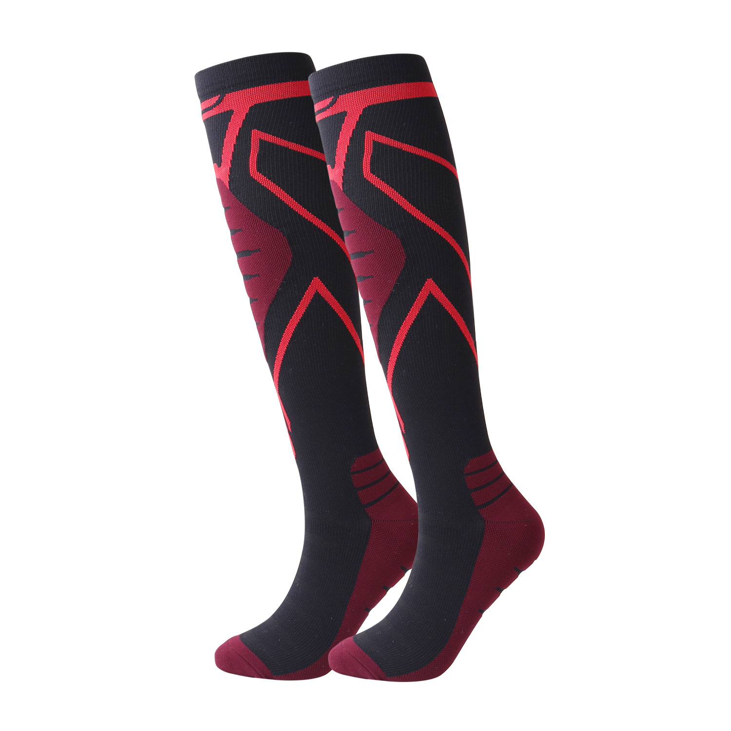 Calzini sportivi professionali a pressione, calzini da corsa per maratona all'aperto, fondo in spugna, protezione polpaccio elastica alta, calzini a compressione a tubo lungo_voghion.com