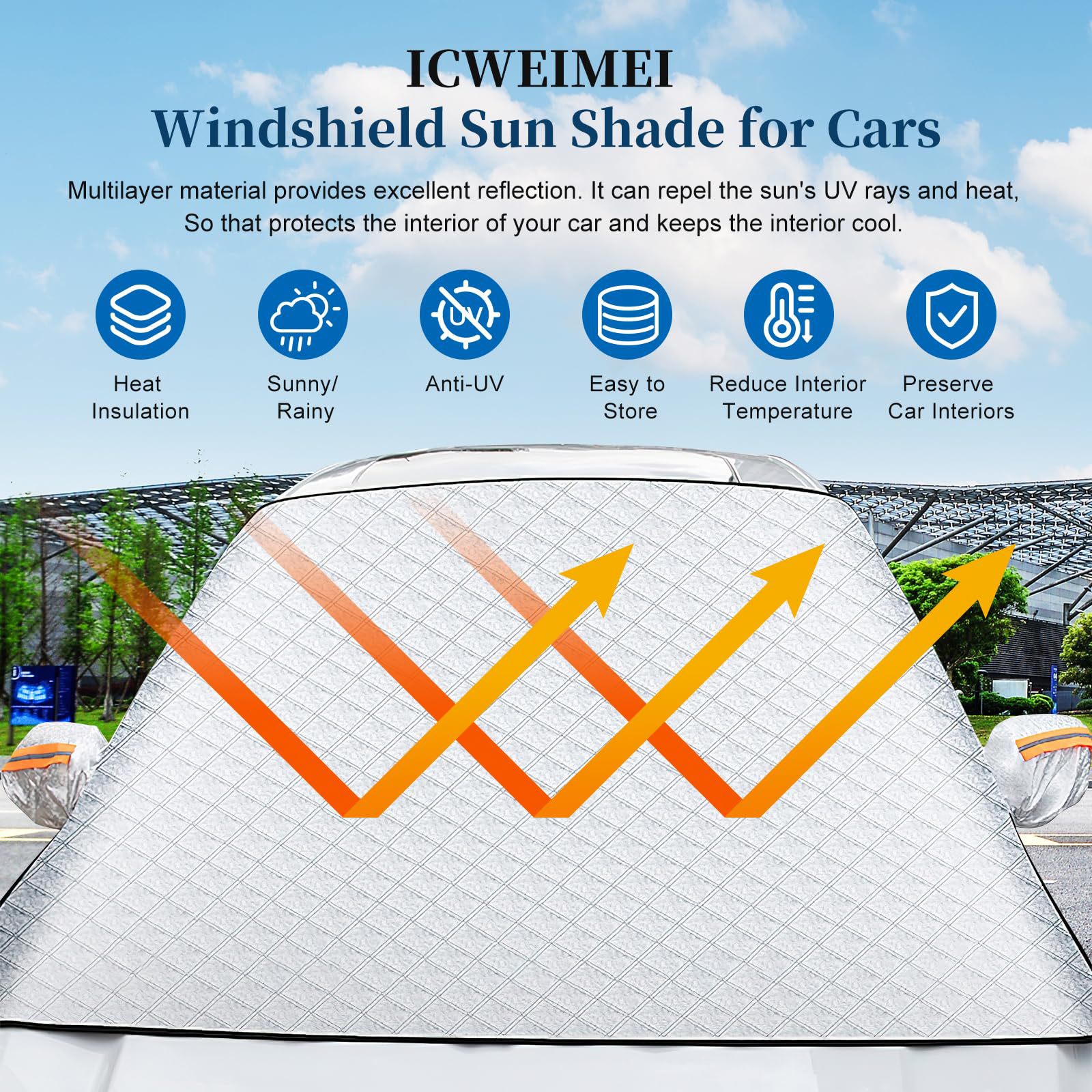Car Snow Cover, Front Anti-Freeze Cover, Windshield Anti-Frost and Snow Cover, Thickeneded Winter Windshield Cover, Snow Cover, Snow-Proof Cloth