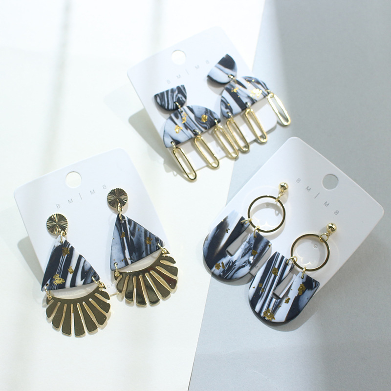 1 Pair Fashion Geometric soft clay Womenu0027S Drop Earrings