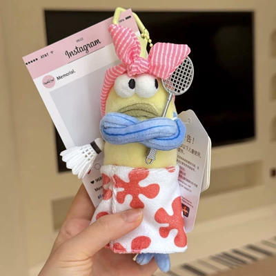 Pluş açarlıqlar Dumb Fish Doll - pink-headscarf-badminton-i-am-angry-155cm-small-pendant-genuine-authorization