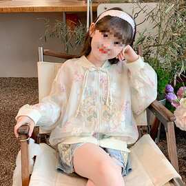 女童夏装防晒衣外套2024新款洋气薄款夏季时髦大童中式国风儿童装