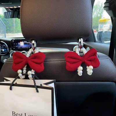 car decoration supplies, Other Automotive Interior Supplies - 2-red-bow-pearl-hooks