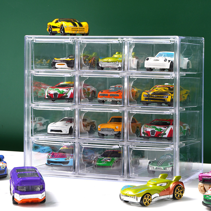 Hot wheels storage box alloy car model TOMICA1:64 children's toys multi-card transparent display stand