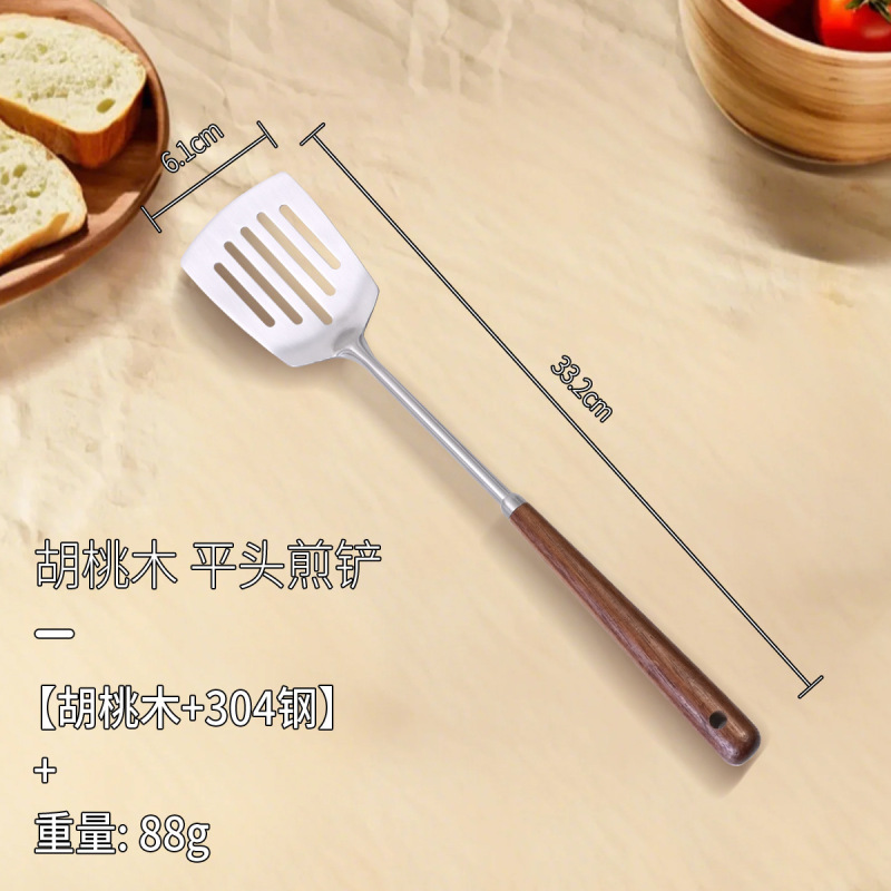 高級レトロ304ステンレス胡桃木鍋シャベル鍋料理盛スプーン家庭用調理器具キノコシャベルスプーン|undefined