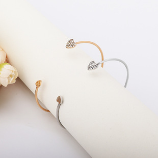 Ebay Popular Korean Style Jewelry Full of Diamonds Heart-Shaped Heart Bracelet Open Gold-Plated Bracelet Double Peach Heart Manufacturer Wholesale