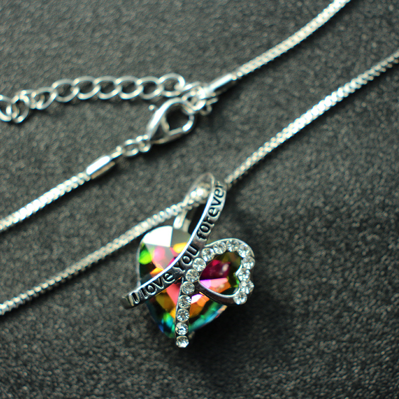 Fashion Heart Shape Alloy Inlay Rhinestones Womenu0027S Pendant Necklace 1 Piece