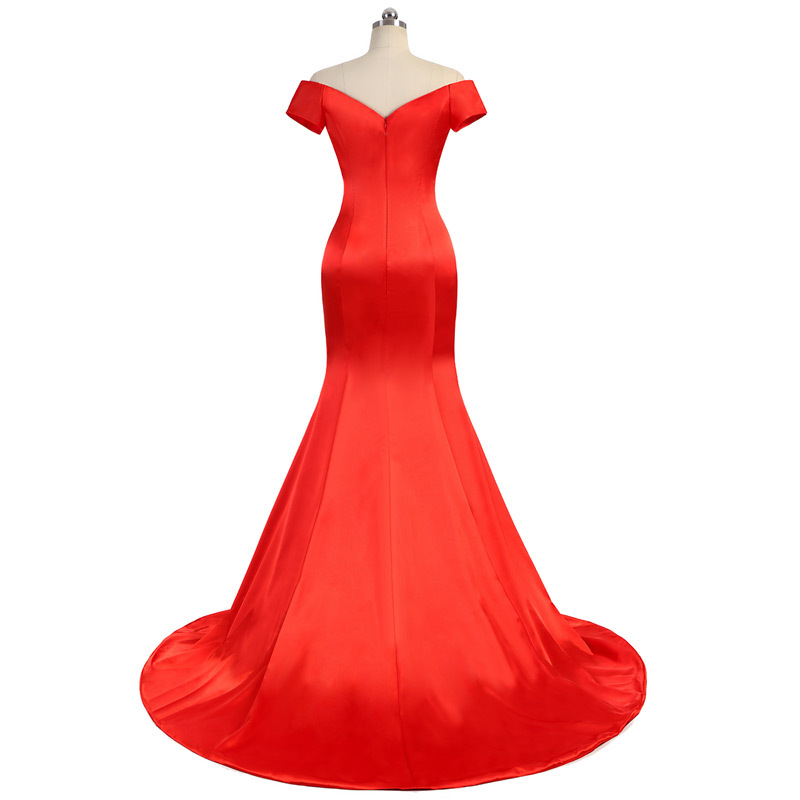 Vestido de noche de satén con un solo hombro y cola de pez, sencillo y elegante, para comercio exterior europeo y americano, Amazon, AliExpress, Wish