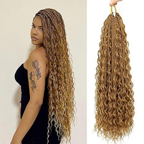 跨境欧美化纤假发Box Braids Bohemian Curly三股辫飞子钩针发辫|undefined