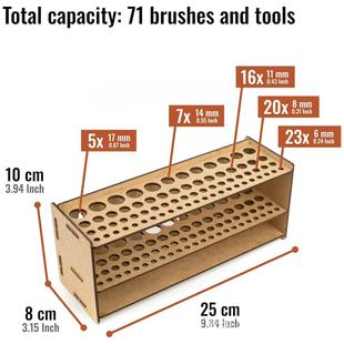 Cross-Border New Wooden Paint Brush Storage Rack Detachable Multi-Functional 67-Hole Wall-Mounted Pen Holder Horizontal Display Rack