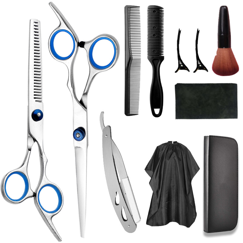 Juego de tijeras de peluquería de acero inoxidable para peluqueros, tijeras planas para adelgazar, tijeras de peluquería domésticas, tijeras de peluquería afiladas