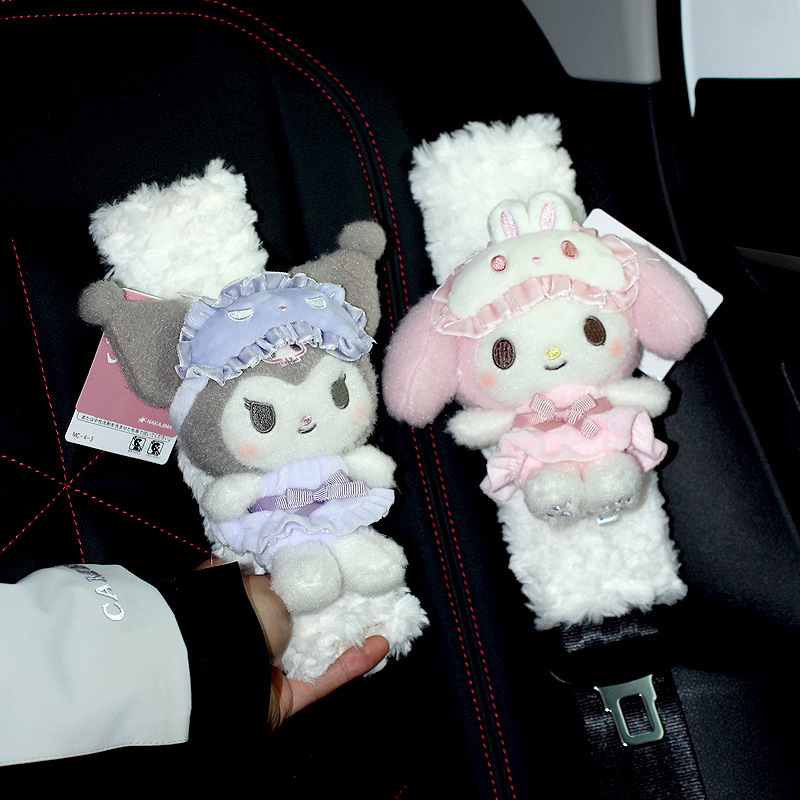 Pajamas Sanrio Safety Belt Shoulder Pads Cute Cartoon Plush Car Protective Cover Car Protective Cover for Couples