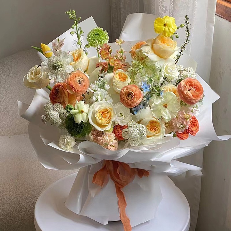 Papel de Envoltura de Flores Color Liso Macarrón de Papel Amasado a Mano para Arreglos Florales image 5