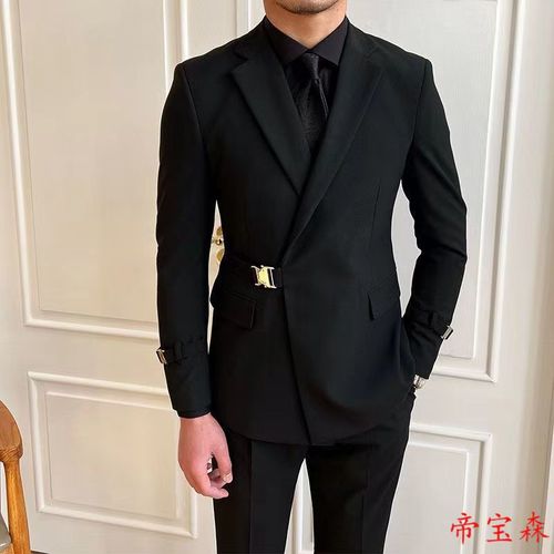 雅痞小西装男修身韩版潮痞帅高级感休闲西服上衣秋季时尚外套