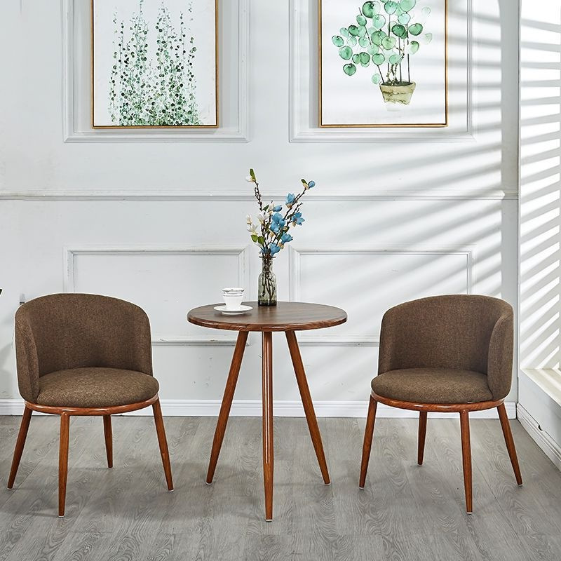 Nordic Modern Minimalist Faux Wood Dining Table and Chair Set for Small Apartments, Creative Leisure Chairs for Balconies and Milk Tea Shops Nordic Modern Minimalist Faux Wood Dining Table and Chair Set for Small Apartments, Creative Leisure Chairs for Balconies and Milk Tea Shops