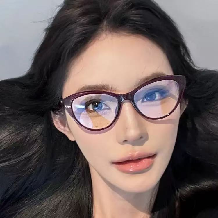 2025猫眼眼镜女士高级感桃心黑框素颜大镜框女可配度数镜架防蓝光|undefined