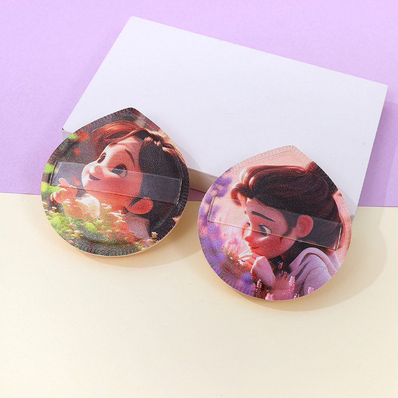 Puff de algodón de azúcar personalizado de fábrica gran impresión de personajes de dibujos animados poliuretano maquillaje esponja cojín de aire seco y húmedo