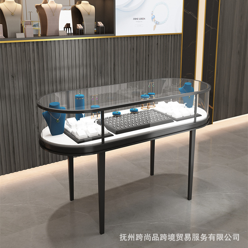 弧形珠宝首饰柜展示柜玉器珍珠不锈钢玻璃展柜手表翡翠陈列柜货架|undefined