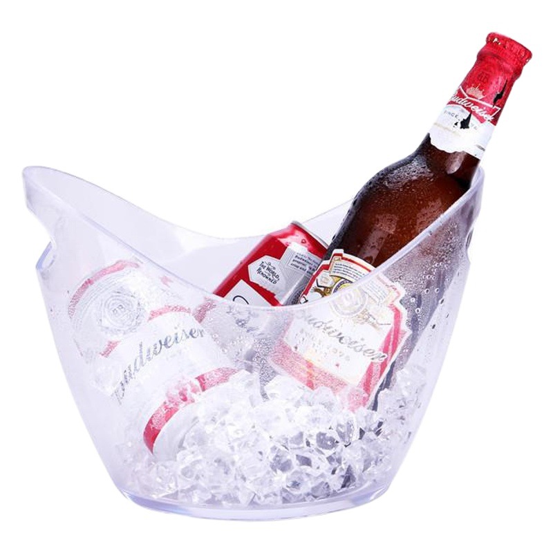 Cubo de hielo de lingote luminoso transparente Champagne vino cerveza cubo 8 L PS acrílico plástico cubo de hielo portátil