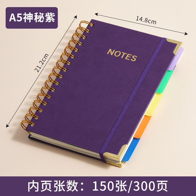 Transfronterizo PU cuero cuaderno A5 bobina con partición de página de oficina de negocios bobina espiral image 10