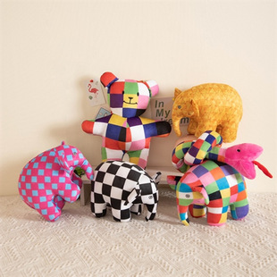 Plaid Elephant Emma Doll Elme the Elephat Plush Toy Muppet Educational Toy