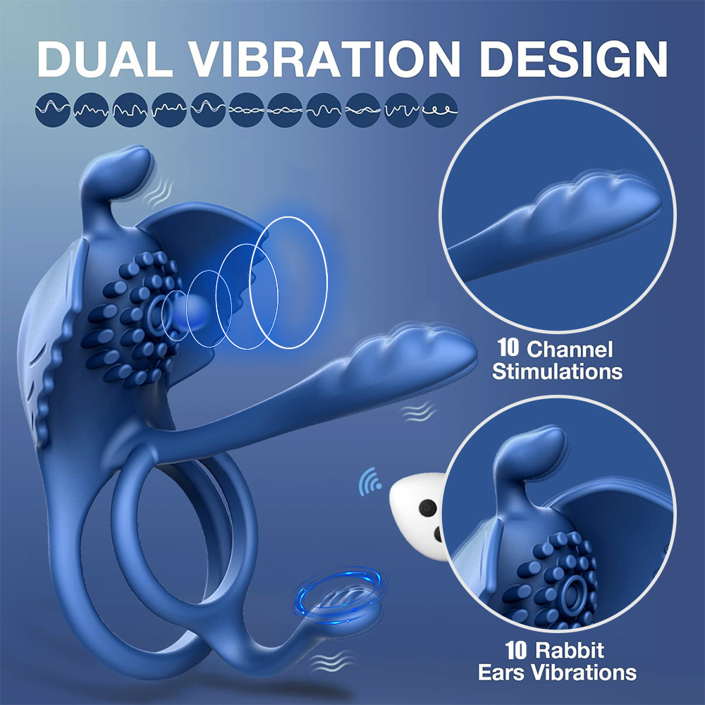2外贸天鹅锁精环多频震动双马达无线遥控前列腺按摩器成人情趣用