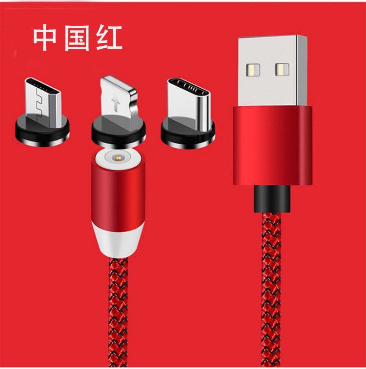 Cable DE DATOS trenzado de nylon principal magnético tres-en-uno del cable de datos para el cable de carga del teléfono móvil del typec de Apple Android