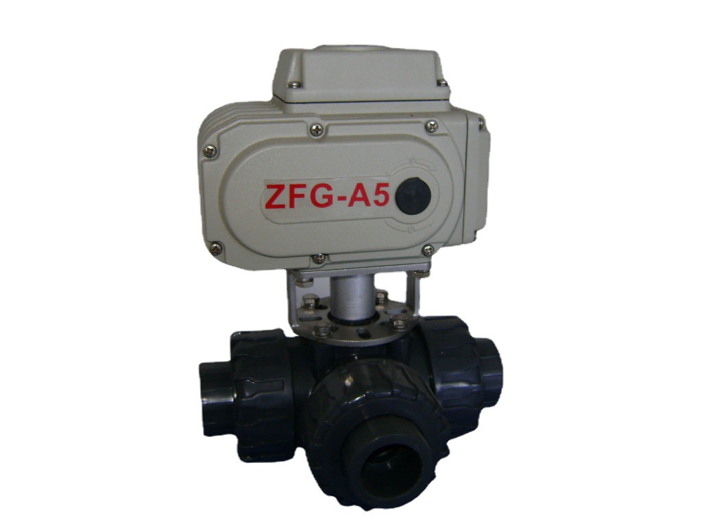 厂家供应 天津塑料三通电动阀  电动三通球阀 PVC电动三通球阀