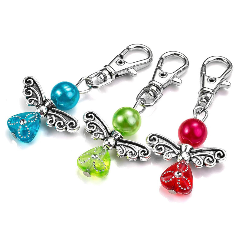 50sets Ángel de la guarda llavero hecho en casa imitación perla Ángel colgante DIY boda joyería collar artesanía