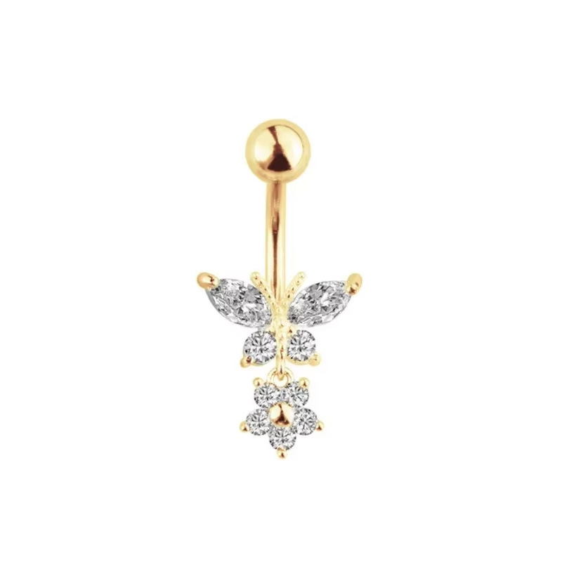 クロスボーダーファッション蝶へそネイル卸売ヨーロッパとアメリカの新しいクリエイティブマイクロ象嵌ジルコンニッチへそリングピアスジュエリー