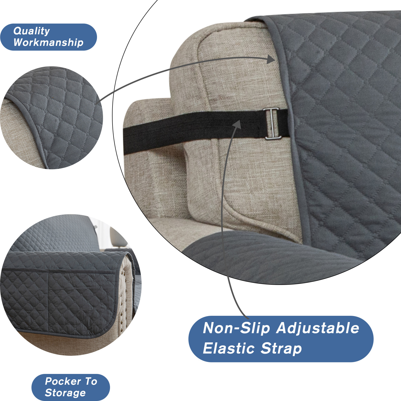 Cojín de sofá para mascotas impermeable y antideslizante al por mayor, adecuado para todas las estaciones, funda de sofá integrada, diseño de tela simple.