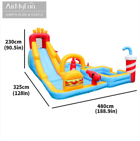 AMF Water Spray Castle Inflatable Childhood Bo Bo Pool Slide Small Park Oxford Inflatable Castle