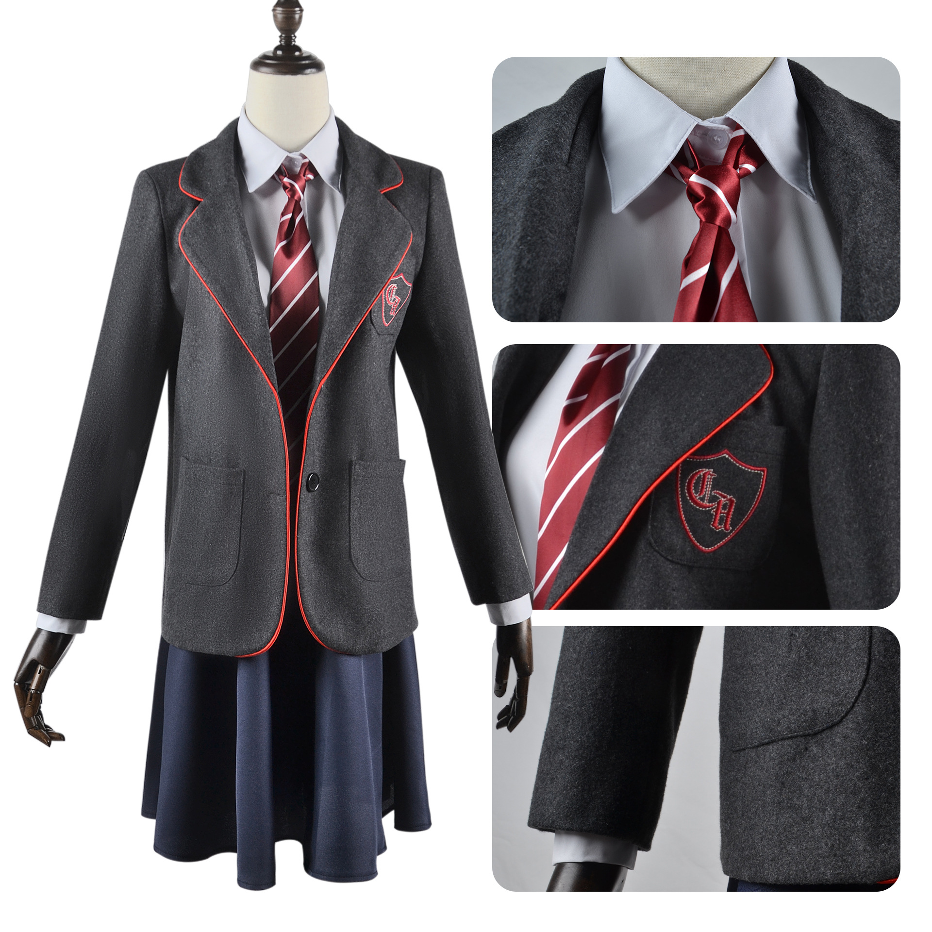Disfraz de cosplay de Matilda de Beishui Trading, uniforme escolar gris, disfraz de cosplay de uniforme de película europeo y americano, ropa de cosplay para mujer