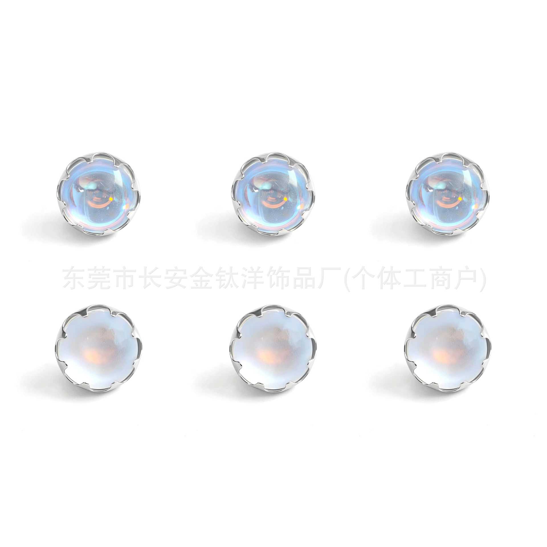 F136 Titanium Serrated Frosted Moonstone Inlaid Lip Piercing Labret Stud Ear Cartilage Navel Piercing Jewelry G23 Titanium Alloy detail image 5