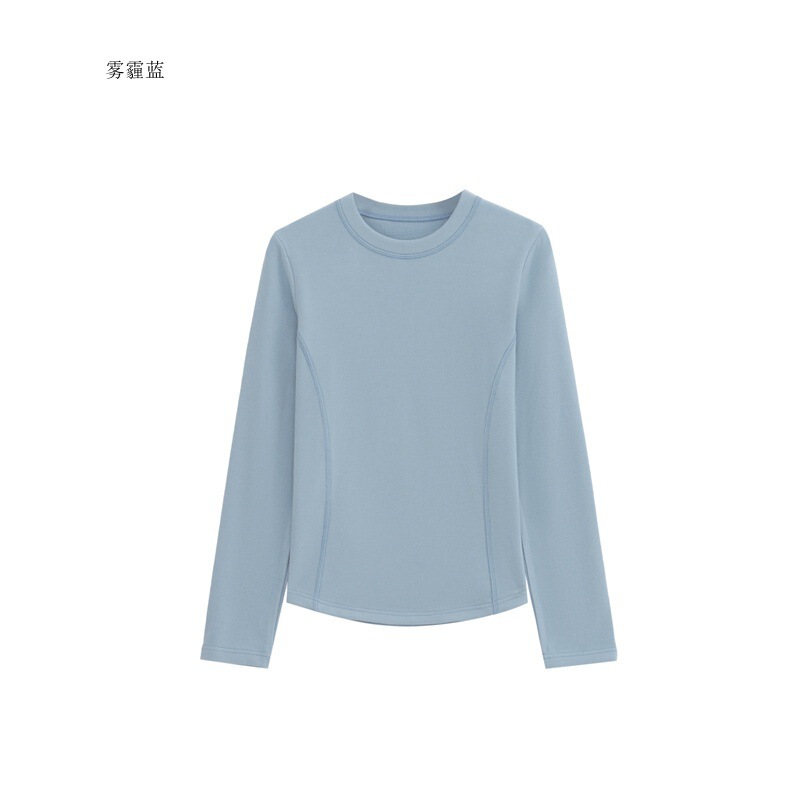 German velvet bottoming shirt women's 2025 autumn and winter new round neck long sleeve T-shirt with fleece-lined shoulder all-match warm jacket German velvet bottoming shirt women's 2025 autumn and winter new round neck long sleeve T-shirt with fleece-lined shoulder all-match warm jacket
