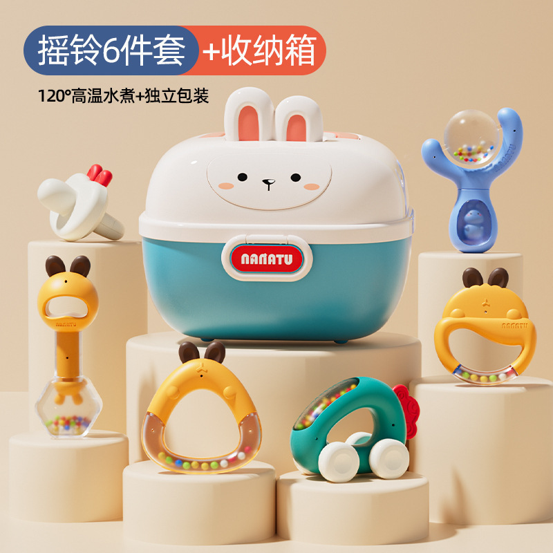 Los juguetes para bebés de agarre de mano de Manhattan transfronterizos pueden morder el mordedor, los bebés de 3 a 6 meses de edad sostienen los molares 0 a 1 año