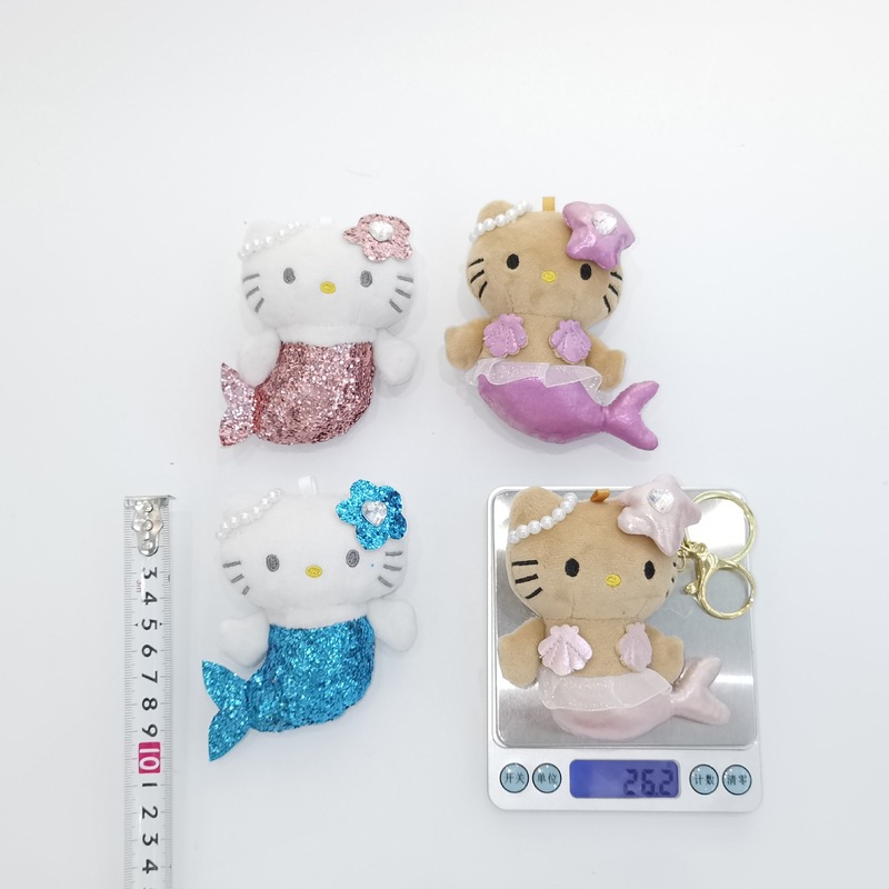 日系新款三丽欧独角兽美人鱼幻想系列毛绒玩具钥匙扣伸缩扣挂饰|undefined