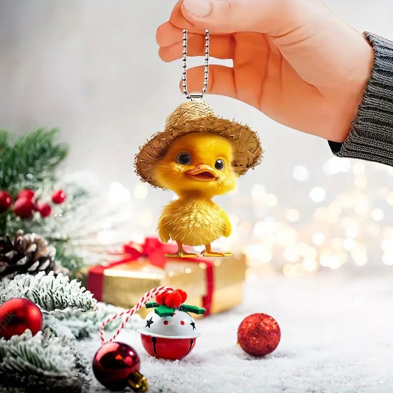 Nuevo acrílico plano transfronterizo para adornos de automóviles de pequeño pato amarillo adorable