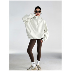 3647# ICH MODE 美式复古连帽白色卫衣宽松外套上衣新款oversize