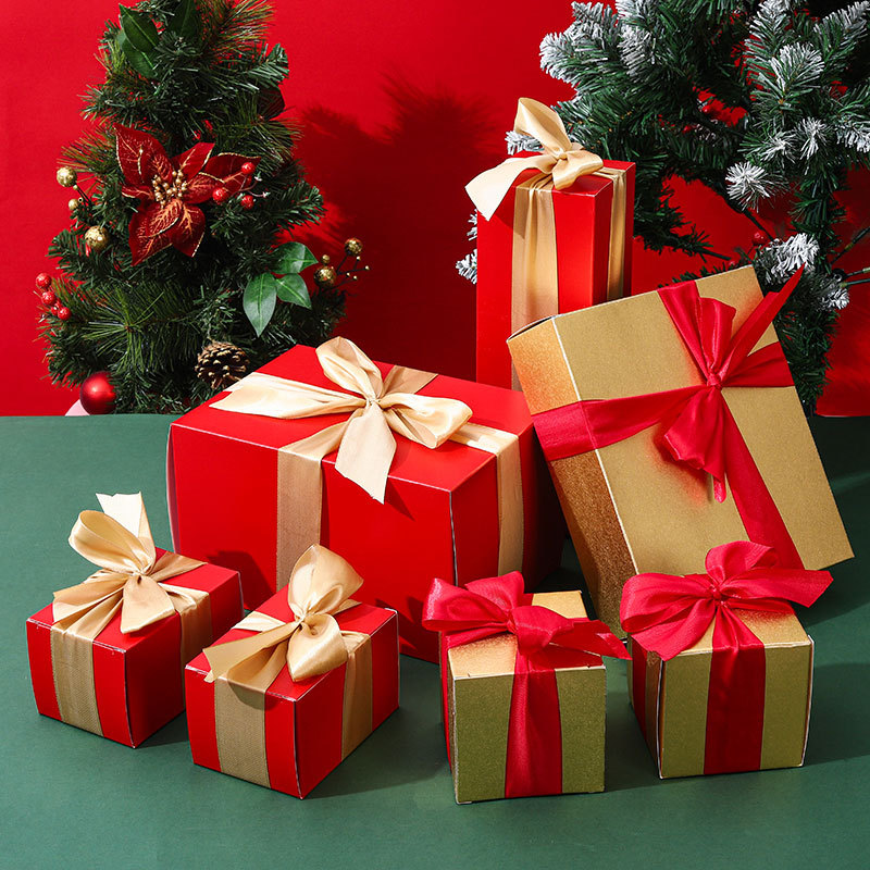 Christmas Gift Box Set – 7-Piece Decorative Stackable Present Boxes For Tree Skirt Displays, Window Props & Holiday Scenes_voghion.com