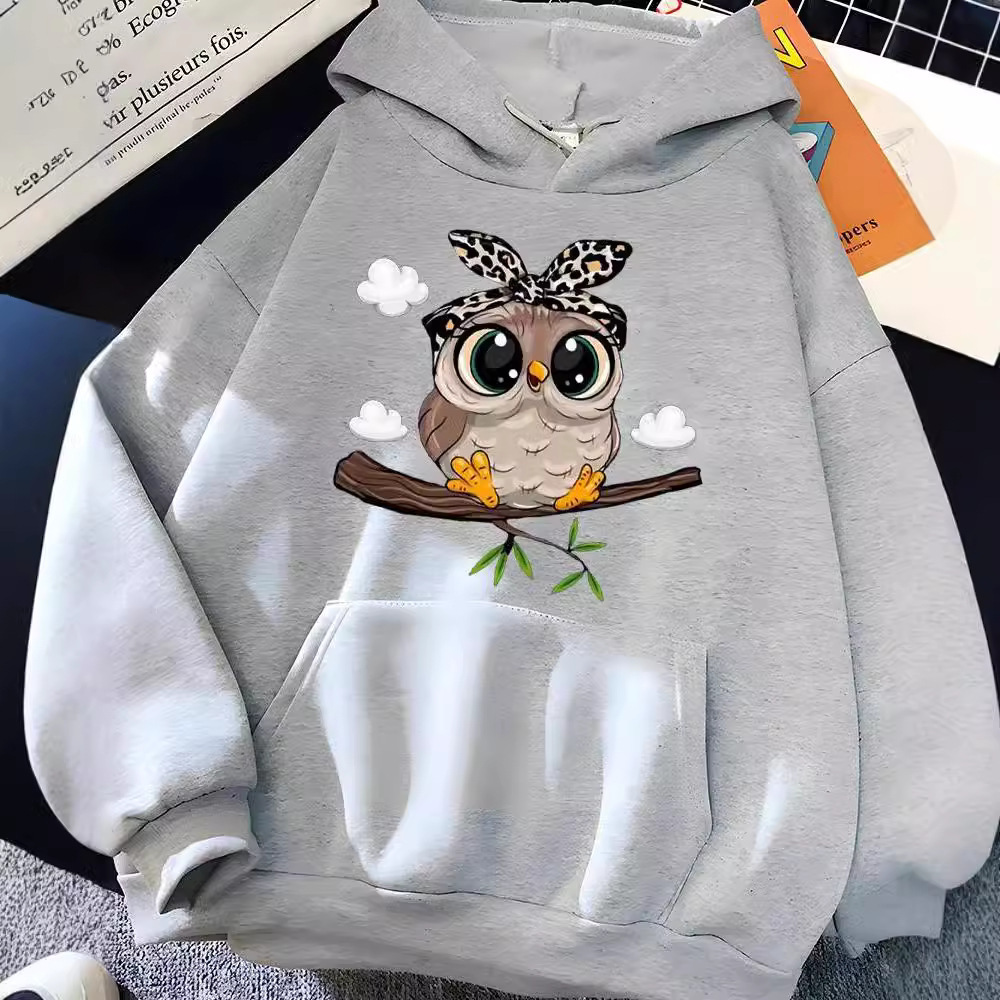 Hirsionsan Kawaii Cartoon Print Hoodies Women Overseas Spor