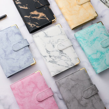 跨境A6大理石纹手账本活页夹记事本带扣皮革现金预算本笔记本批发