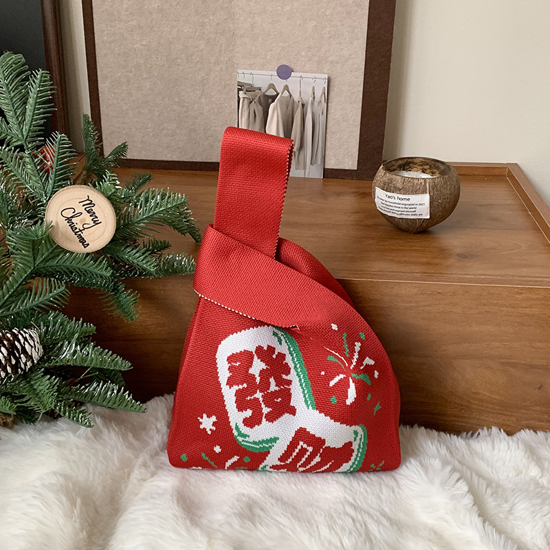 Bolsa de hombro de Año Nuevo rojo regalos festivos moda personalidad de gran capacidad bolso de punto regalo chino