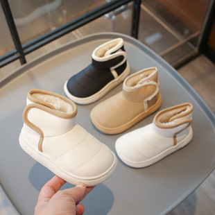 Men's Baby Winter Shoes Waterproof Non-slip Snow Boots Children's fleece-lined Shoes Soft Sole Baby's Large Cotton Shoes Girls' Cotton Shoes