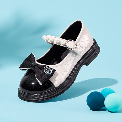 Habib Bear Children's Shoes  Spring Princess Shoes Shallow Mouth Small Leather Shoes Girls Casual Shoes Velcro Dropshipping