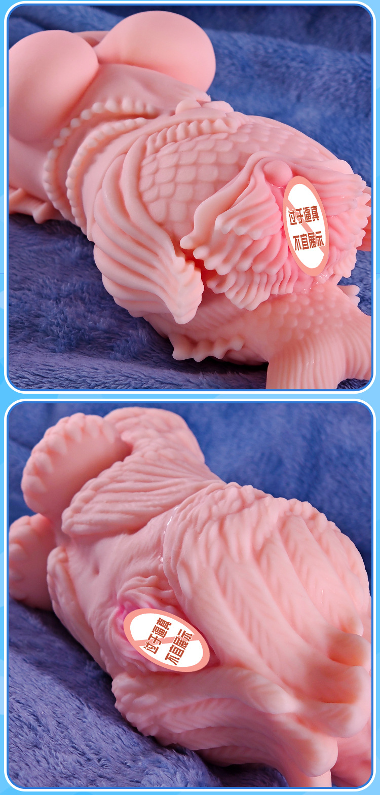 Alien-Shaped Manual Masturbator Cup with Inverted Mold Texture, TPE, Pink-White — detail image 36