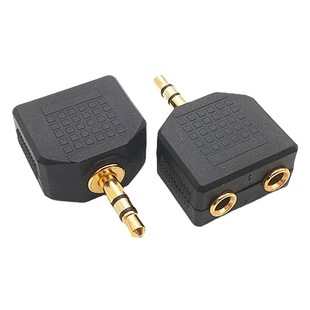 Gold-plated stereo 3.5mm couple plug one-to-two audio adapter 3.5 plug to two 3.5 hole female